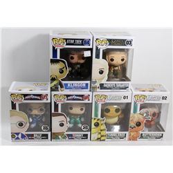 LOT OF 6 ASSORTED FUNKO POPS; VARIETY PACK