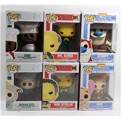 LOT OF 6 ASSORTED FUNKO POPS; VARIETY PACK