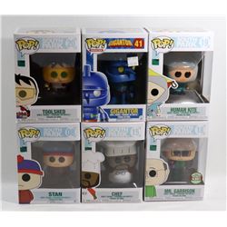LOT OF 6 ASSORTED FUNKO POPS; VARIETY PACK