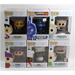 LOT OF 6 ASSORTED FUNKO POPS; VARIETY PACK