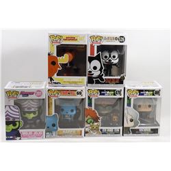 LOT OF 6 ASSORTED FUNKO POPS; ANIMATION VARIETY