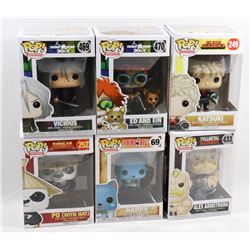 LOT OF 6 ASSORTED FUNKO POPS; VARIETY PACK