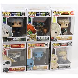 LOT OF 6 ASSORTED FUNKO POPS;  VARIETY PACK