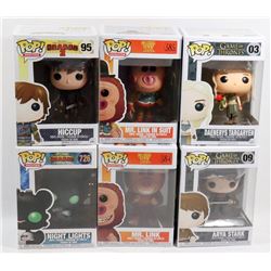 LOT OF 6 ASSORTED FUNKO POPS; VARIETY PACK