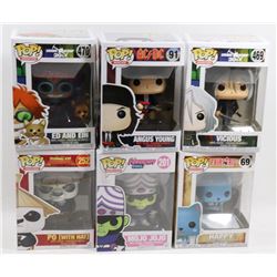 LOT OF 6 ASSORTED FUNKO POPS;  VARIETY PACK