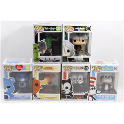 LOT OF 6 ASSORTED FUNKO POPS;  VARIETY PACK