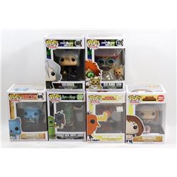 LOT OF 6 ASSORTED FUNKO POPS;  VARIETY PACK