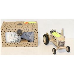 FRANKIE GREY MUG & SOCK SET W/ MODEL TIN TRACTOR