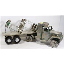 LARGE TIN TRACTOR TRAILER WINE BOTTLE HOLDER