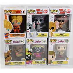 LOT OF 6 ASSORTED FUNKO POPS; VARIETY PACK