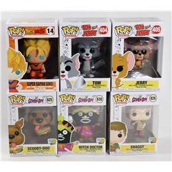 LOT OF 6 ASSORTED FUNKO POPS; VARIETY PACK