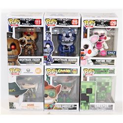 LOT OF 6 ASSORTED FUNKO POPS; GAMES VARIETY PACK