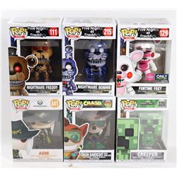 LOT OF 6 ASSORTED FUNKO POPS; GAMES VARIETY PACK