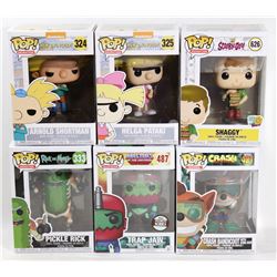 LOT OF 6 ASSORTED FUNKO POPS; VARIETY PACK