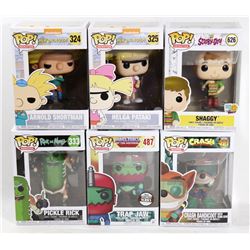 LOT OF 6 ASSORTED FUNKO POPS; VARIETY PACK