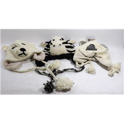 LOT OF 3 ANIMAL FACE TOQUES