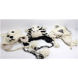 LOT OF 3 ANIMAL FACE TOQUES