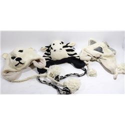 LOT OF 3 ANIMAL FACE TOQUES