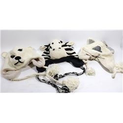 LOT OF 3 ANIMAL FACE TOQUES