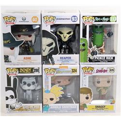 LOT OF 6 ASSORTED FUNKO POPS; VARIETY PACK