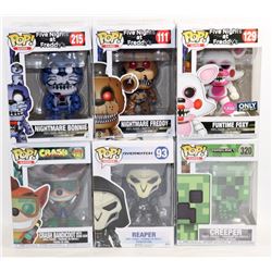 LOT OF 6 ASSORTED FUNKO POPS; GAMES VARIETY PACK