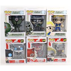 LOT OF 6 ASSORTED FUNKO POPS; GAMES VARIETY PACK