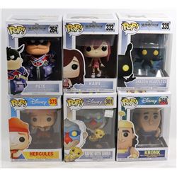 LOT OF 6 ASSORTED FUNKO POPS; DISNEY VARIETY PACK