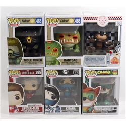 LOT OF 6 ASSORTED FUNKO POPS; GAMES VARIETY PACK