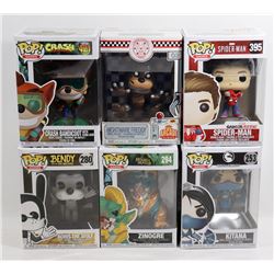 LOT OF 6 ASSORTED FUNKO POPS; GAMES VARIETY PACK