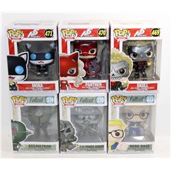 LOT OF 6 ASSORTED FUNKO POPS; GAMES VARIETY PACK