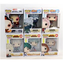 LOT OF 6 ASSORTED FUNKO POPS; ANIMATION VARIETY