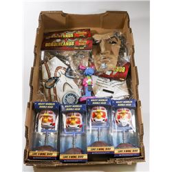 FLAT OF ASSORTED MASKS & WACKY WOBBLER BOBBLEHEAD