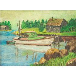 R. Howe American Oil on Board Landscape