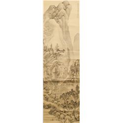 Xi Gang 1746-1803 Chinese Ink Landscape Scroll