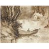 Image 3 : French Watercolor Landscape on Paper Framed