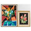 Image 1 : Lot of 2 Embroidery Panel with Frame Flowers