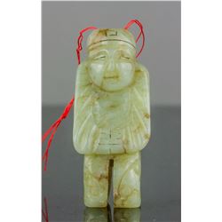 Chinese Green Jade Carved Figure Toggle