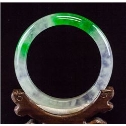 Burma Fine Green and Lavender Jadeite Bangle GIA
