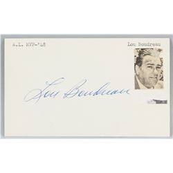 Lou Boudreau Autographed Cut Card with COA