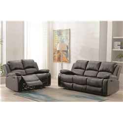 (UNUSED) GREY RECLINING SOFA & LOVE SEAT