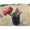 Image 2 : BARREL OF GRAIN & SNOW SHOVELS, RAKES, ICE PICK