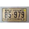 Image 1 : SASK 1951, 85-979 LICENSE PLATE