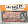Image 1 : 1954 CANADIAN $2.00 BANK NOTE - SCARCER ISSUE REPLACEMENT NOTE - ASTERISK BY SERIAL NUMBER