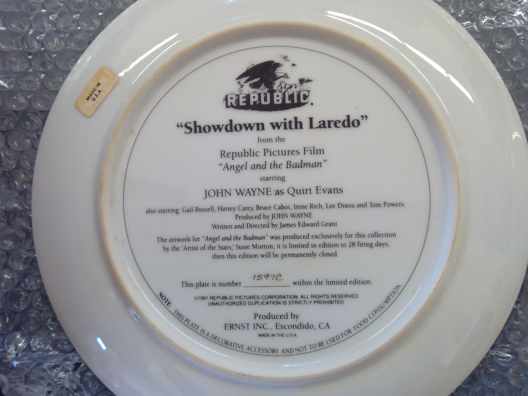 JOHN WAYNE DECORATIVE PLATES Schmalz Auctions
