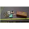 Image 1 : WOODEN JEWELRY BOX AND MISCELLANEOUS ITEMS