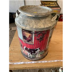 CREAM CAN W/BARNYARD MOTIF