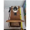 Image 1 : antique oak box telephone