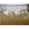 Image 1 : floral cream and sugar dishes and two crystal ornaments