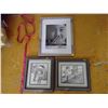 Image 1 : two bernie brown pictures and one 27cm x 35cm frame