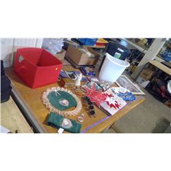 Chords, Lights, and Plate Hanger, Plastic Step Can, Picture, etc.